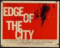 9a354 EDGE OF THE CITY style A 1/2sh '57 Martin Ritt directed, John Cassavetes, Sidney Poitier!