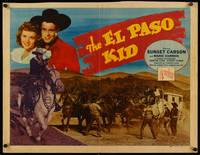 9a355 EL PASO KID style A 1/2sh '46 cowboy Sunset Carson, cool image of stagecoach robbery!
