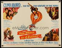 9a372 FIVE WEEKS IN A BALLOON 1/2sh '62 Jules Verne, Red Buttons, Fabian, Barbara Eden!