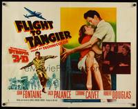 9a375 FLIGHT TO TANGIER style B 1/2sh '53 Joan Fontaine & Jack Palance in new Dynoptic 3-D!