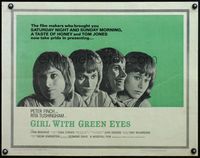 9a391 GIRL WITH GREEN EYES 1/2sh '64 Peter Finch, Rita Tushingham, Lynn Redgrave