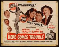 9a429 HERE COMES TROUBLE style A 1/2sh '48 sexy Beverly Loyd in gay, new Cinecolor!