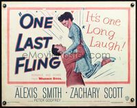 9a578 ONE LAST FLING 1/2sh '49 laughing Zachary Scott hoists beautiful Alexis Smith in the air!