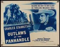 9a582 OUTLAWS OF THE PANHANDLE 1/2sh R53 Charles Starrett western, blazing his way to glory!