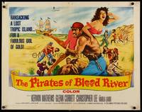 9a594 PIRATES OF BLOOD RIVER 1/2sh '62 great art of Kerwin Mathews carrying sexy babe, Hammer!