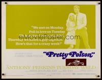 9a600 PRETTY POISON 1/2sh '68 cool artwork of psycho Anthony Perkins & crazy Tuesday Weld!