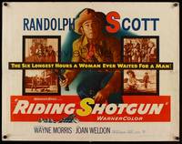 9a624 RIDING SHOTGUN 1/2sh '54 great image of cowboy Randolph Scott with gun!
