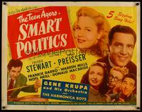 9a664 SMART POLITICS 1/2sh '48 Gene Krupa playing drums, Teen Agers Freddie Stewart & Preisser!