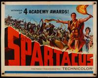 9a672 SPARTACUS 1/2sh '61 classic Stanley Kubrick & Kirk Douglas epic, cool gladiator artwork!