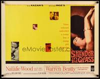 9a674 SPLENDOR IN THE GRASS 1/2sh '61 Natalie Wood kissing Warren Beatty, directed by Elia Kazan!