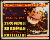 9a683 STROMBOLI 1/2sh '50 Ingrid Bergman, directed by Roberto Rossellini, cool volcano art!