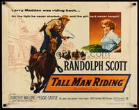 9a692 TALL MAN RIDING 1/2sh '55 cowboy Randolph Scott & sexy Dorothy Malone!
