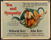 9a694 TEA & SYMPATHY 1/2sh '56 great art of Deborah Kerr & John Kerr by Gale, classic tagline!