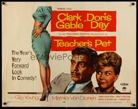 9a696 TEACHER'S PET style B 1/2sh '58 teacher Doris Day, pupil Clark Gable, sexy Van Doren's body!
