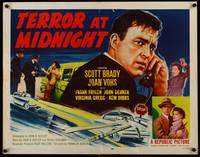 9a699 TERROR AT MIDNIGHT style A 1/2sh '56 Scott Brady, Joan Vohs, Frank Faylen, film noir!