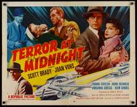 9a700 TERROR AT MIDNIGHT style B 1/2sh '56 Scott Brady, Joan Vohs, film noir, cool car crash art!