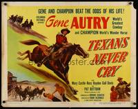 9a701 TEXANS NEVER CRY style A 1/2sh '51 great artwork of cowboy Gene Autry riding Champion!