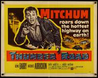9a719 THUNDER ROAD style A 1/2sh '58 great artwork of moonshiner Robert Mitchum!