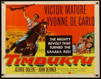 9a723 TIMBUKTU style B 1/2sh '59 art of Victor Mature on horseback, sexy Yvonne De Carlo!