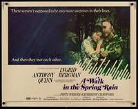 9a764 WALK IN THE SPRING RAIN 1/2sh '70 romantic art of Anthony Quinn & Ingrid Bergman!
