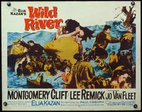 9a788 WILD RIVER 1/2sh '60 directed by Elia Kazan, Montgomery Clift embraces Lee Remick!