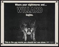 9a789 WILLARD 1/2sh '71 creepy art of rat, the one movie you should not see alone!