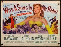 9a792 WITH A SONG IN MY HEART 1/2sh '52 artwork of elegant singing Susan Hayward!