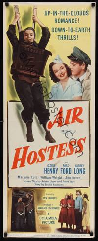 9b019 AIR HOSTESS   insert '49 love flies high with sexy flight attendant Gloria Henry!