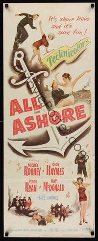 9b024 ALL ASHORE  insert '52 Mickey Rooney, Peggy Ryan, it's shore leave and it's sure fun!