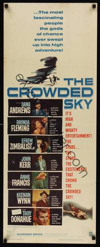 9b130 CROWDED SKY  insert '60 Dana Andrews, Rhonda Fleming, airplane disaster thriller!