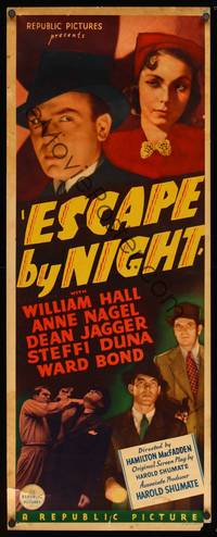 9b161 ESCAPE BY NIGHT   insert '37 cool close up of William Hall, pretty Anne Nagel!