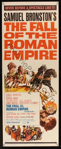 9b164 FALL OF THE ROMAN EMPIRE  insert '64 Anthony Mann, Sophia Loren, cool chariot artwork!