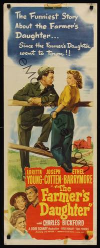 9b166 FARMER'S DAUGHTER   insert '47 Loretta Young, Joseph Cotton, Ethel Barrymore!