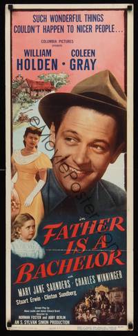 9b170 FATHER IS A BACHELOR  insert '50 Coleen Gray, great close-up of William Holden!