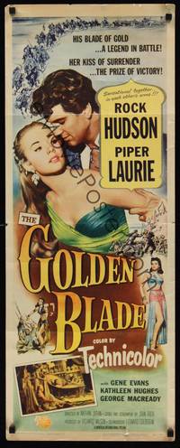 9b211 GOLDEN BLADE  insert '53 close-up of Rock Hudson & sexy Piper Laurie!