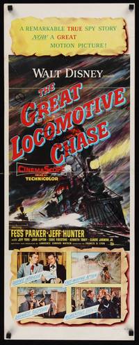 9b215 GREAT LOCOMOTIVE CHASE  insert '56 Disney, really cool artwork of railroad train!