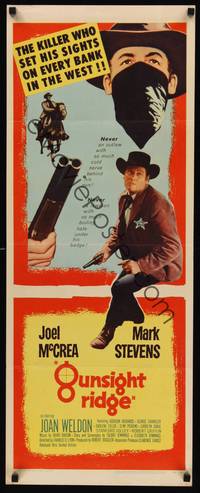 9b221 GUNSIGHT RIDGE  insert '57 Joel McCrea, Mark Stevens, cool western images!
