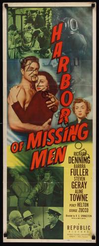 9b225 HARBOR OF MISSING MEN  insert '50 barechested Richard Denning, Barbara Fuller!