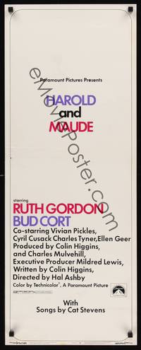 9b226 HAROLD & MAUDE  insert '71 Ruth Gordon, Bud Cort, songs by Cat Stevens!