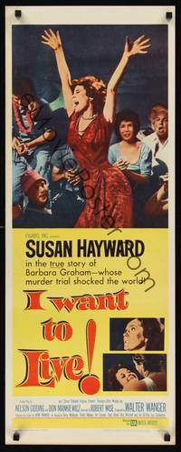 9b249 I WANT TO LIVE  insert '58 Susan Hayward as Barbara Graham, a party girl convicted of murder!