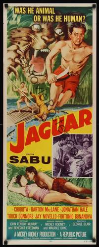 9b263 JAGUAR  insert '55 Barton MacLane, Sabu lays with sexy Chiquita + art of him in jungle!
