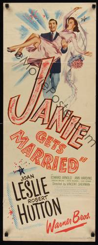 9b265 JANIE GETS MARRIED  insert '46 Joan Leslie, Robert Hutton, Edward Arnold, wedding art!