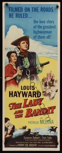 9b285 LADY & THE BANDIT  insert '51 artwork of Louis Hayward & Patricia Medina!