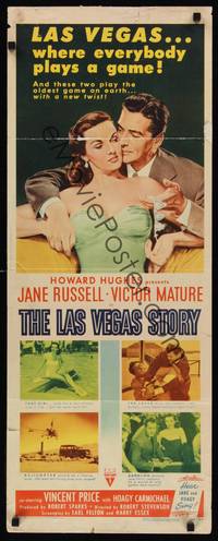 9b290 LAS VEGAS STORY  insert '52 Victor Mature romances sexy Jane Russell & gives her jewelry!