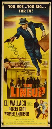 9b305 LINEUP  insert '58 Don Siegel classic film noir, great image of Eli Wallach running with gun!