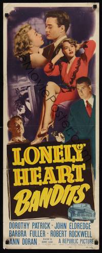 9b310 LONELY HEART BANDITS  insert '50 full-length art of sexy Dorothy Patrick showing leg!