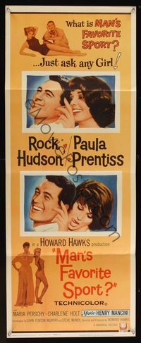 9b333 MAN'S FAVORITE SPORT  insert '64 fake fishing expert Rock Hudson in love w/Paula Prentiss!