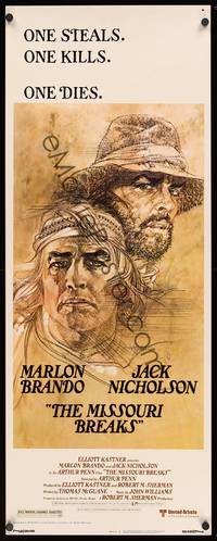9b346 MISSOURI BREAKS  insert '76 art of Marlon Brando & Jack Nicholson by Bob Peak!