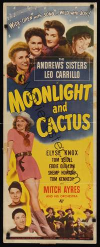 9b351 MOONLIGHT & CACTUS  insert '44 Andrews Sisters, pretty Elyse Knox, Shemp Howard!