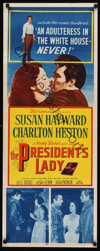 9b408 PRESIDENT'S LADY  insert '53 stone litho art of adulteress Susan Hayward & Charlton Heston!